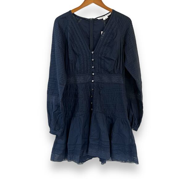 NWT Veronica Beard Addilyn Eyelet Dress In Ink Size 10 Navy Blue Cotton $498 - Picture 5 of 15
